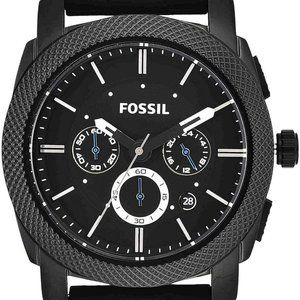 VINTAGE FOSSIL MACHINE BLACK STAINLESS STEEL WATCH